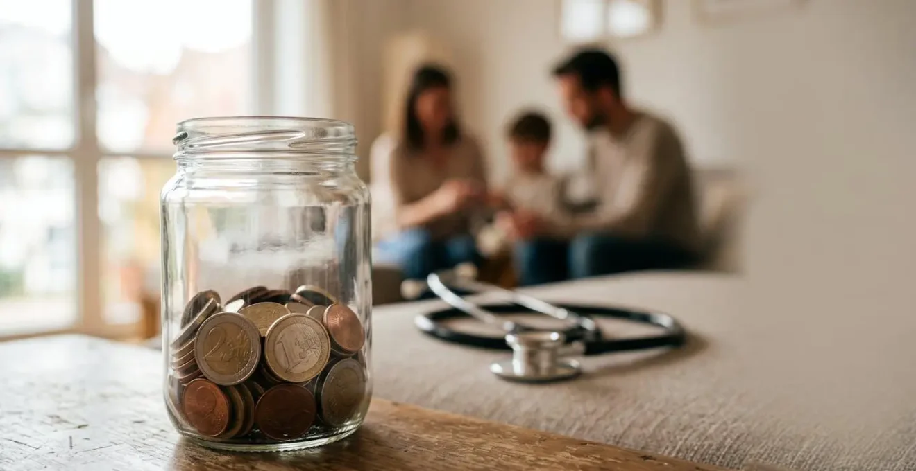 Symboles visuels de l'épargne de précaution et de la sécurité financière pour les imprévus de santé