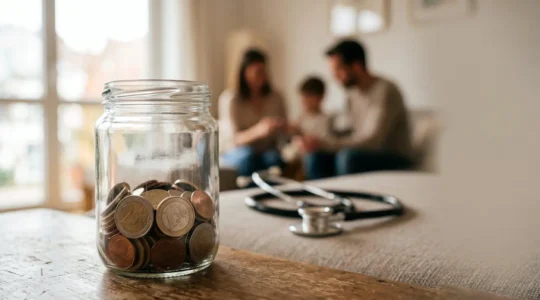 Symboles visuels de l'épargne de précaution et de la sécurité financière pour les imprévus de santé
