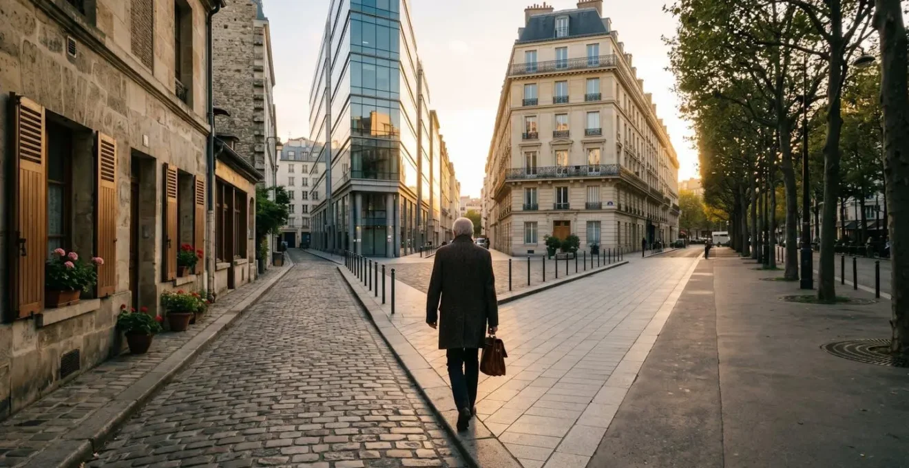 Parcours professionnel multiple symbolisé par des chemins convergents menant vers un avenir serein